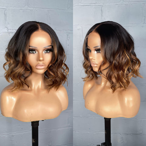 12” bob 1b base with brown and blonde highlights Clearance wig